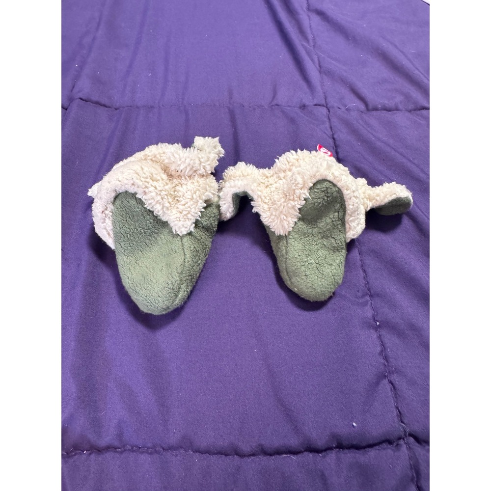 Zutano Cozie Baby Fleece Booties Sage Green Cream Snap Stay-On 6M